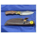 Damascus Style Knife w/ Leather Sheath