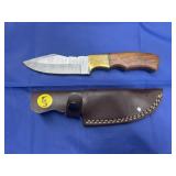 Damascus Style Knife w/ Leather Sheath