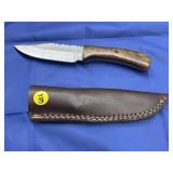 Damascus Style Knife w/ Leather Sheath