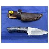 Damascus Style Knife w/ Leather Sheath