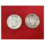 2pc - Peace Dollars - 1922 & 1923