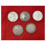 5pc - 1921 Morgan Dollars