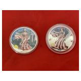 2pc- 2001 Colorized American Silver Eagles