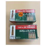 2pc - 7.62 x 25 Tok Ammo - 1 Partial Box