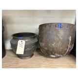 2 Metal Flower Pots