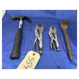 2 -Vise Grips - Hammer - Nail Puller