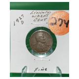 1927-D Lincoln Wheat Cent Fine
