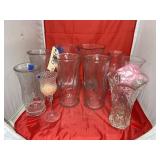 10 Pcs - Assorted Clear Glass Vases