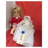 Porcelain Doll & Plastic Baby Doll