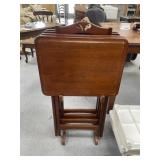 4 - Wooden TV Trays in Holder