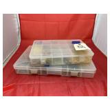 2 Plastic Divided Tackle Boxes w/Plastic Lures