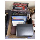 Box of Assorted Hardback Books & CD Holder