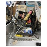 Caulk Gun w/Caulk & More in Wire Bin