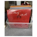 Plastic Bin w/Assorted Vinyl Records
