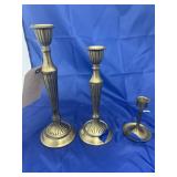 3 Pcs- Brass Candle Holders