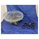 6 - Brass Napkin Rings & Cake Plate