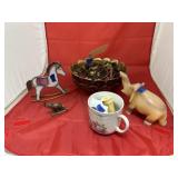 5 Pcs - Brass Footed Bowl - Carved Elephant
