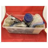 Tub of Assorted Fasteners & Measuring Tape