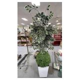 Faux Ficus & Shrub in Planter