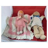 Cabbage Patch Doll & Crocheted Doll w/Blanket