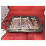 Metal Silvertone Divided Tray