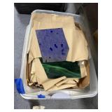 Assorted Colored Glass Tiles in Plastic Bin