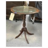Wood Side Table w/Glass 21"L x 21"W x 25"H