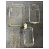 3 - Glass Pyrex Bread & Casserole Dishes