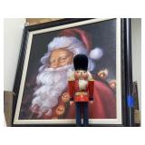Wooden Nutcracker & Framed Wall Santa Pic