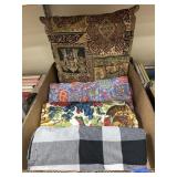 Assorted Table Cloths & Throw Pillow