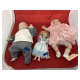 3 - Assorted Dolls - 1 is Porcelain