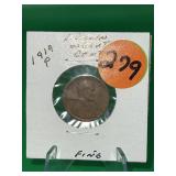 1919-P Lincoln Wheat Cent Fine