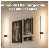 24" Battery Operated Wall Sconce Set Of 2 - Black