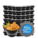Meal Prep Bowl Containers, 50 sets 48 oz Plastic