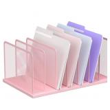 Pink File Holder - 7 Slots, 8x11.35x17.5, Mesh