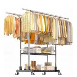LUXSPIRE, Heavy Duty Clothes Rack, Double Rod For