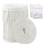 Setvson Laundry Basket With Lid, Round Rattan Laun