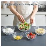 5 Pcs. Thick Glass Mixing Bowls With Airtight Lid