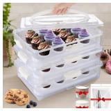 3 Tier Cupcake Carrier - White, Holds 36 Cupcake