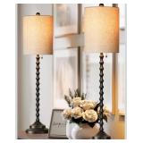 2 Pack Buffet Table Lamp, Black Finish, Textured L