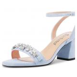 Saekcted Women Chunky Block Mid Heel Peep Open Toe