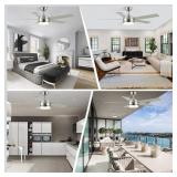 Yuhao 52" Ceiling Fan with LED Light, Brushed Nic