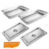 2 Pack Hotel Steam Table Pans with Lids, Chafing D