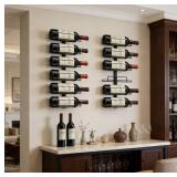 12 Bottle Wall Mounted Wine Rack - Black, 47.64x9.