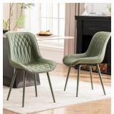 Olive Green Armless Dining Chairs, Set of 2, Mid C
