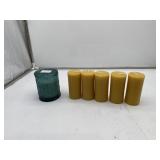6 Ct Candle Lot (1) Geranium Vert Mint, Bluie Glas