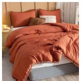Twin Size 3 Piece Comforter Set- Terracotta, 2 Sha
