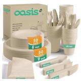 Oasis 350 Pcs Disposable Paper Dinnerware Set, Nat