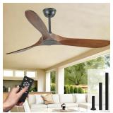 60" Wood Outdoor Ceiling Fan, NO Light, ETL Liste
