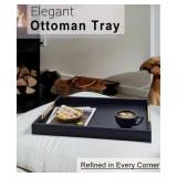 Rectangle Ottoman Tray With Gold Metal Handles, Ex